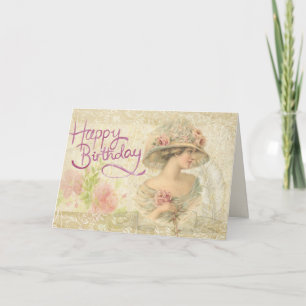 Bonne carte d'anniversaire Vintage Edwardian Lady