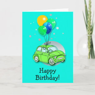 Bonne carte d'anniversaire : Voiture et ballons