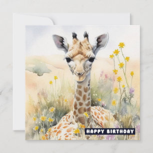 Bonne carte d'appartement Giraffe anniversaire