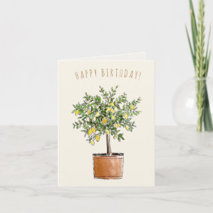 Bonne carte d'arbre au citron d'anniversaire