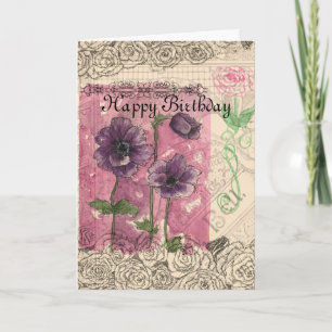 Bonne carte d'art de collection Fleur Victorienne