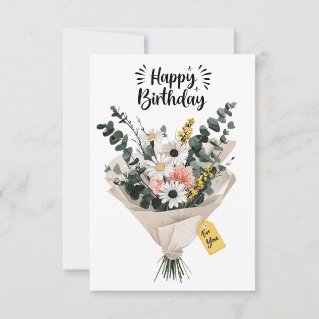 Bonne carte de bouquet de fleurs d'anniversaire |  (Devant)