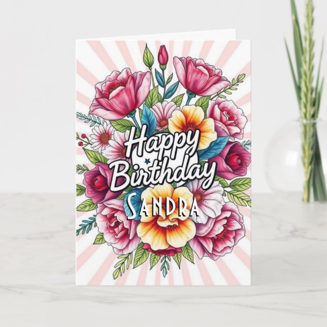 Bonne carte de bouquet floral d'aquarelle d'annive (Devant)