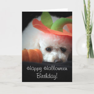 Bonne carte de caniche d'anniversaire d'Halloween