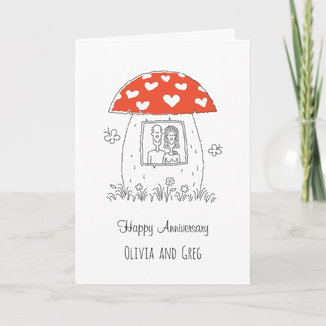 Bonne carte de champignon de coeur pour l'annivers (Devant)