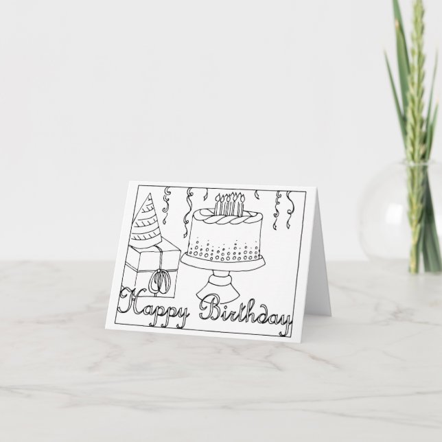 Bonne carte de coloriage d'anniversaire (Devant)