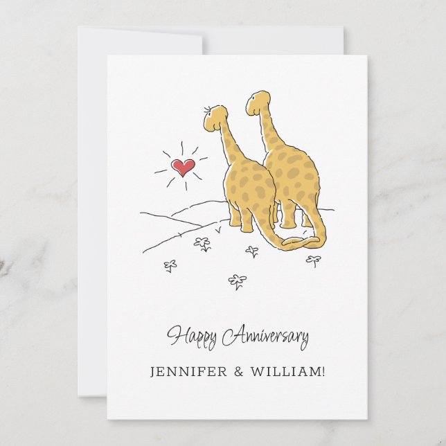 Bonne carte de dinosaures mariées à l'anniversaire (Devant)
