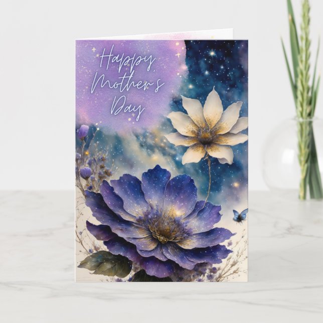 Bonne carte de fête des mères, fleur magique, cart (Devant)