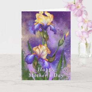 Bonne carte de fête des mères Iris Fleurs Irises