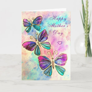 Bonne carte de fête des mères Papillons rose pourp
