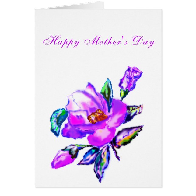 Bonne carte de fête des mères Rose violet (Devant)