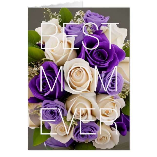 Bonne carte de fête des mères Roses violets Floral (Devant)