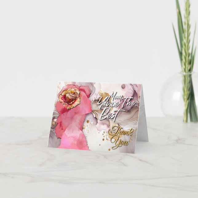 Bonne carte de jour de la mère - Fleur rose (Devant)