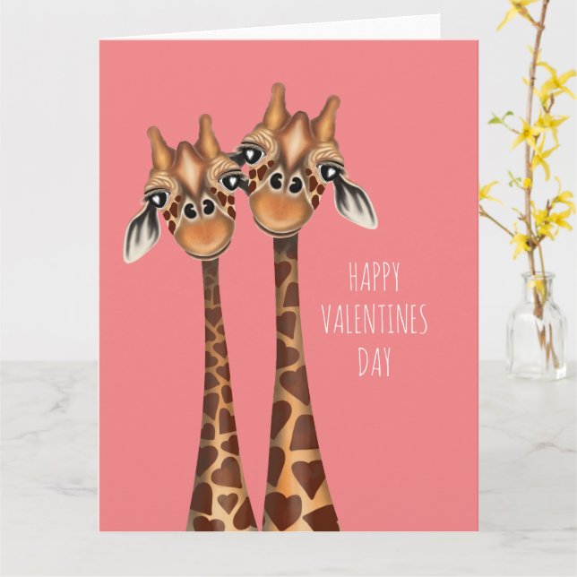 Bonne carte de jour Valentines - Giraffes d'amour (Fleur jaune)