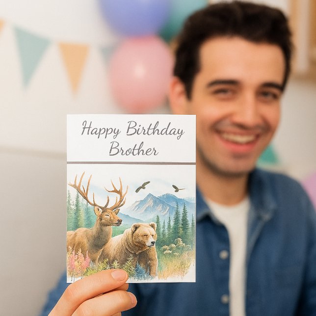 Bonne carte de la faune de Brother Birthday (Watercolor Birthday Card for men and boys that love nature and wildlife. )