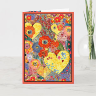 Bonne carte de la Saint Valentin avec coeurs et fl