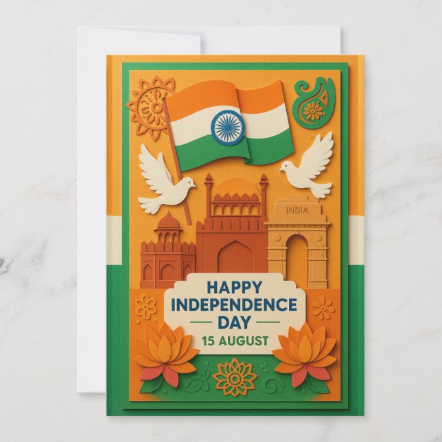 Bonne carte de l'Inde pour la fête de l'Indépendan (Devant)