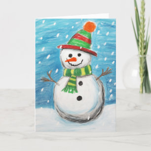 Bonne carte de Noël Crayon Snowman