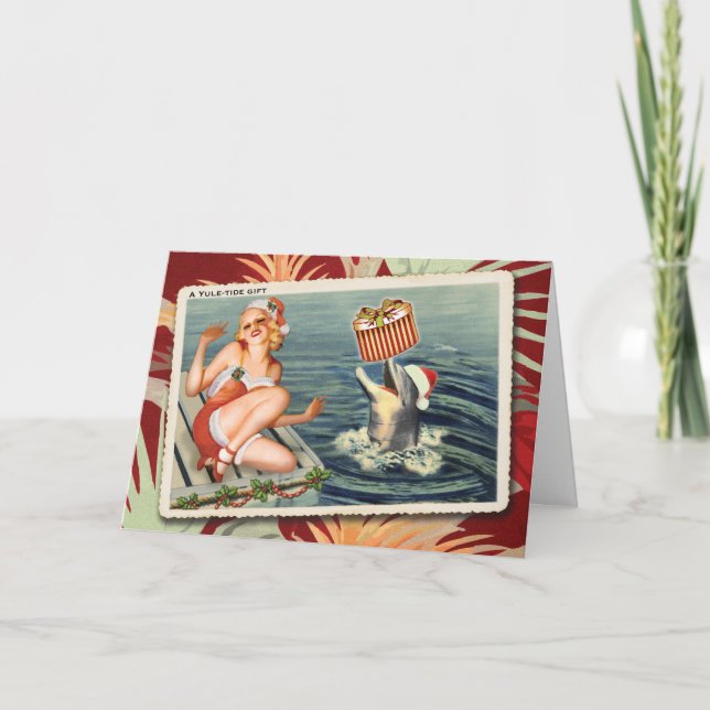 Bonne carte de Noël Dolphin Retro (Devant)