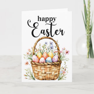 Bonne carte de Pâques, carte de panier de Pâques