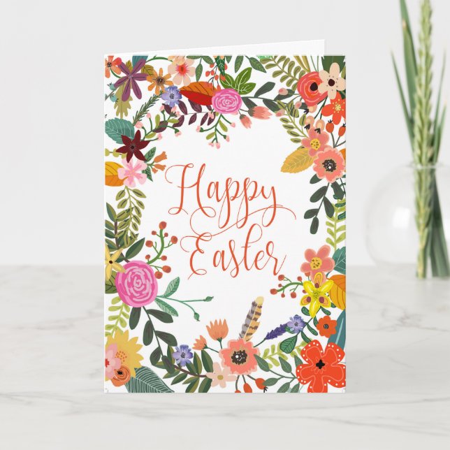 Bonne carte de Pâques moderne floral (Devant)