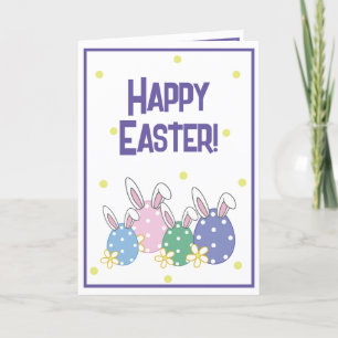Bonne Carte de Pâques - Oeufs et Oreilles de lapin