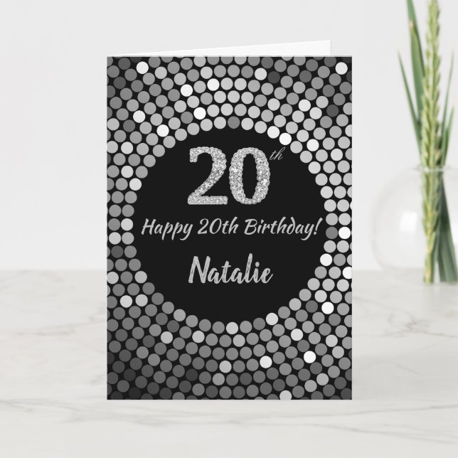 Bonne carte de Parties scintillant 20e anniversair (Devant)