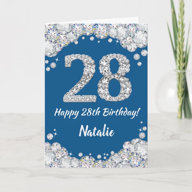 Bonne carte de Parties scintillant 28e anniversair (Devant)