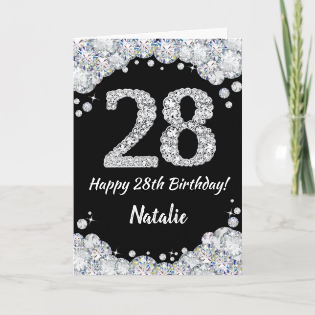Bonne carte de Parties scintillant 28e anniversair (Devant)
