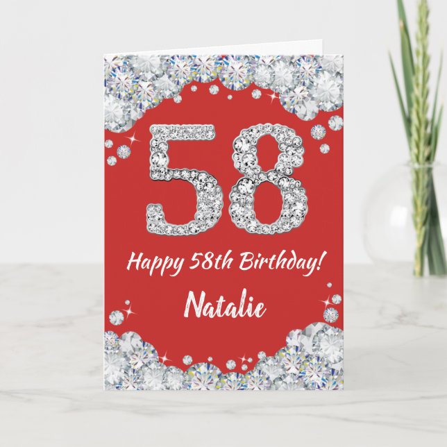 Bonne carte de Parties scintillant 58e anniversair (Devant)