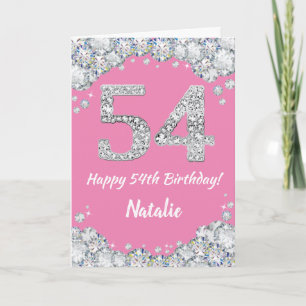 Bonne carte de Parties scintillant rose et argent
