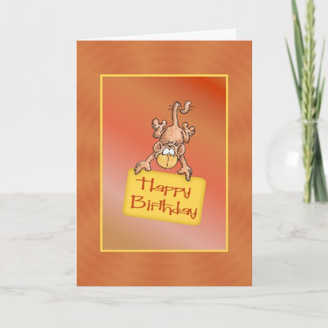Bonne carte de singe amusante d'anniversaire (Devant)