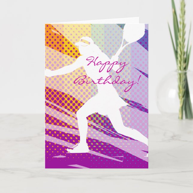 Bonne carte de tennis d'anniversaire pour les femm (Devant)