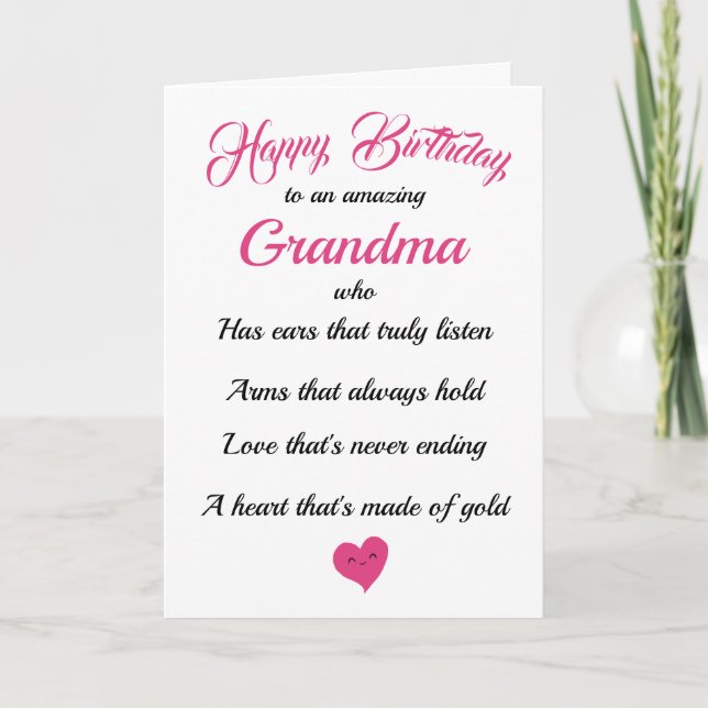 Bonne carte de typographie noir rose grand-mère an (Devant)