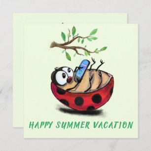 Bonne carte de vacances été Ladybug avec téléphone