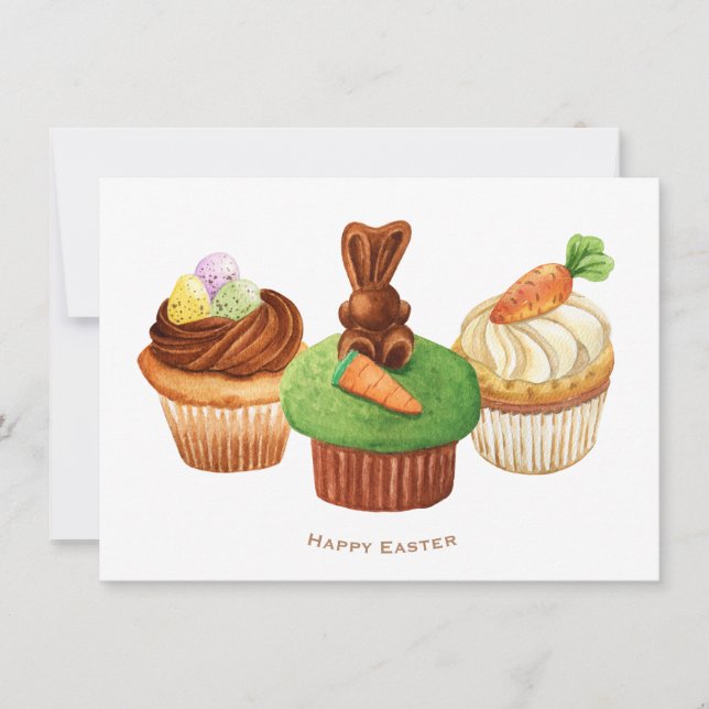 Bonne Carte de vacances Pâques Bunny Cupcakes (Devant)