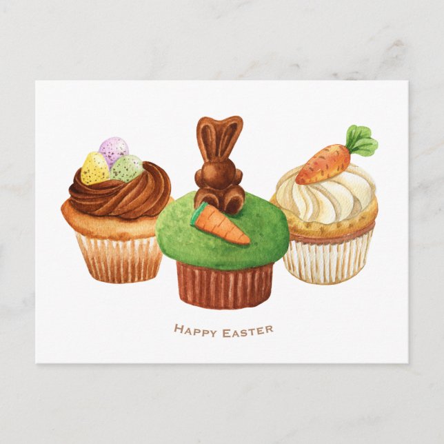 Bonne Carte de vacances Pâques Bunny Cupcakes (Devant)