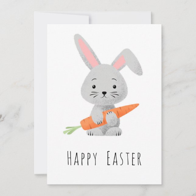 Bonne carte de vacances Pâques mignonne lapin caro (Devant)