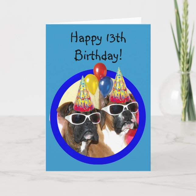 Bonne carte de voeux 13e anniversaire boxers (Devant)