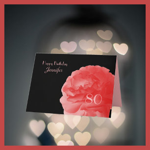 Bonne carte de voeux 80e anniversaire, Rose corail