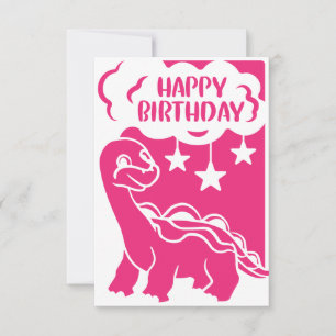 Bonne carte de voeux Anniversaire rose Dinosaur