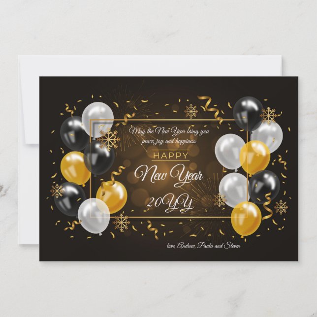 Bonne carte de voeux Ballons du Nouvel An (Devant)