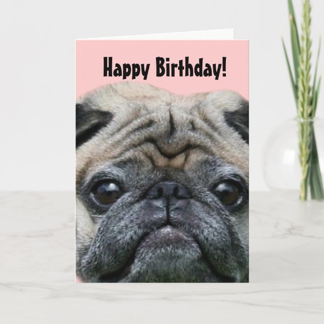 Bonne carte de voeux Carlin chien d'anniversaire (Devant)