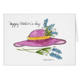 Bonne carte de voeux Casquette rose Fête des Mères