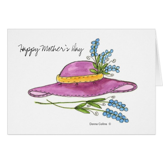 Bonne carte de voeux Casquette rose Fête des Mères (Devant horizontal)