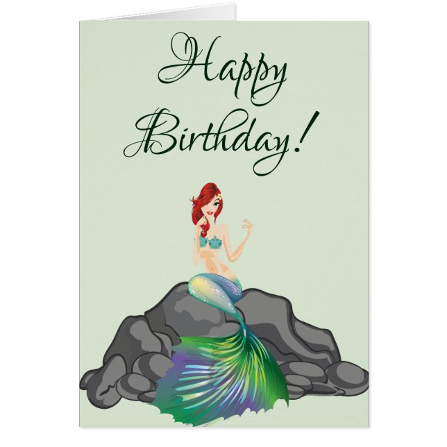 Bonne carte de voeux d'anniversaire belle sirène (Devant)