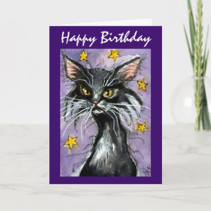 Bonne carte de voeux d'anniversaire Black Cat
