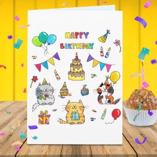 Bonne carte de voeux d'anniversaire Chat par N.Jan