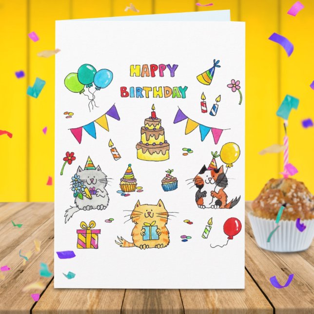 Bonne carte de voeux d'anniversaire Chat par N.Jan (Créateur téléchargé)