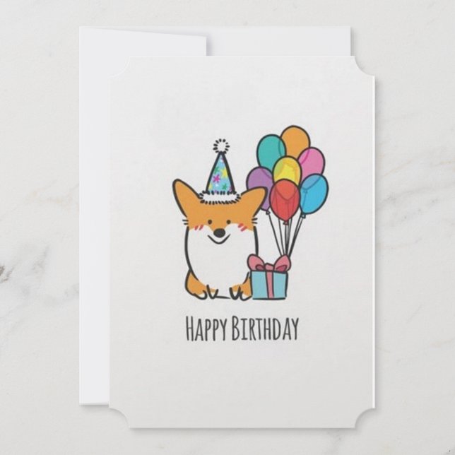 Bonne carte de voeux d'anniversaire Corgi (Devant)